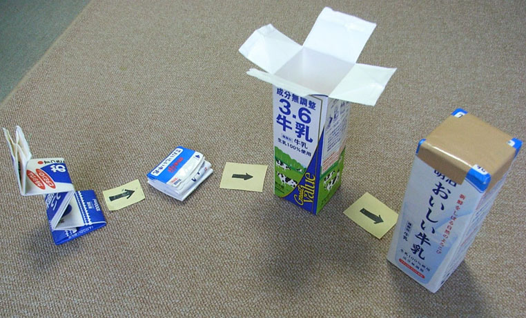 東間掬子のホームページ ２０１２年１２月 新 牛乳パック遊具の作り方 パックだけで簡単 丈夫にできる方法
